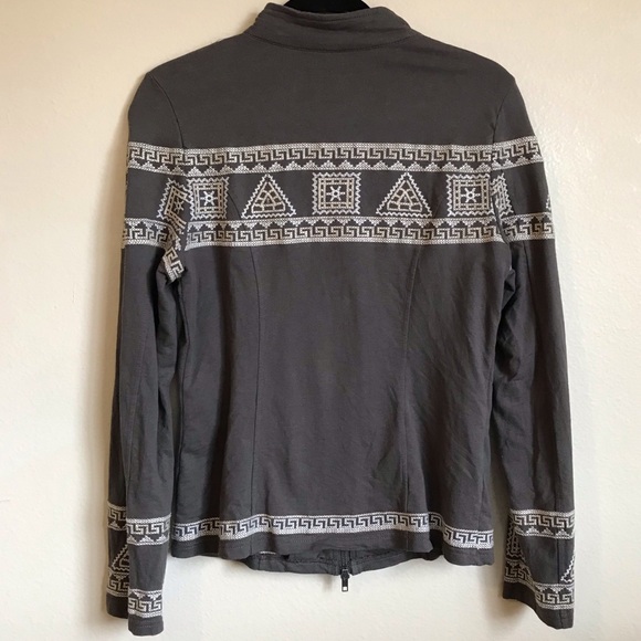 Monoreno Gray Patterned Embroidered Sweater Zipper - Picture 2 of 7